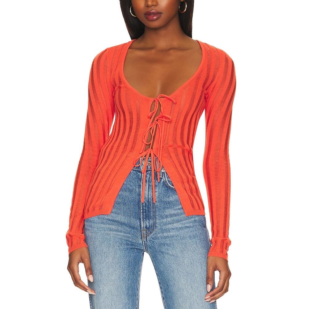 H:ours Sheer Tangerine Marissa Cardigan Size XS NWT